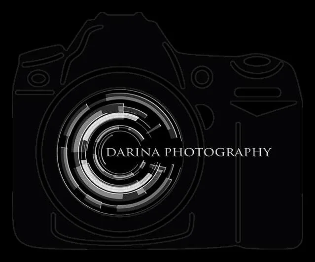 Darina Photography logo: a line drawing of a camera with the name inside the lens