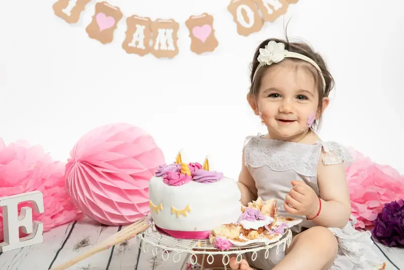 Smash cake birthday session photographed by Darina Photography in Barnet, North London
